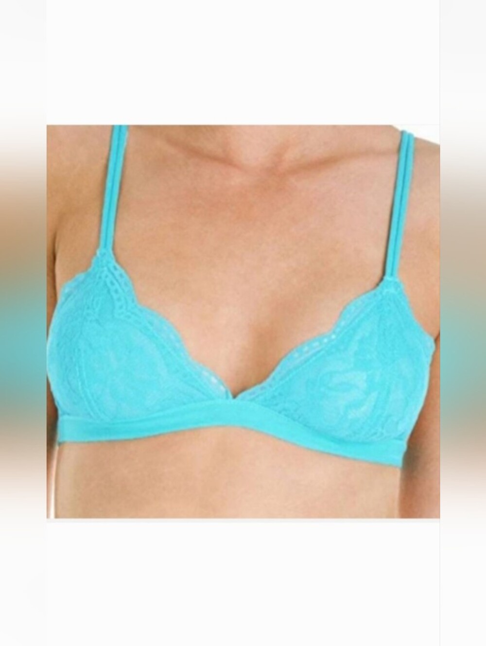 Anemone Floral Lace Triangle Bra - Teal